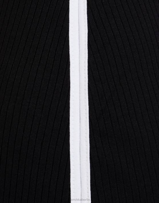 Schwarz Bershka Frauen Midikleid mit kontrastierenden Trägern H00J192