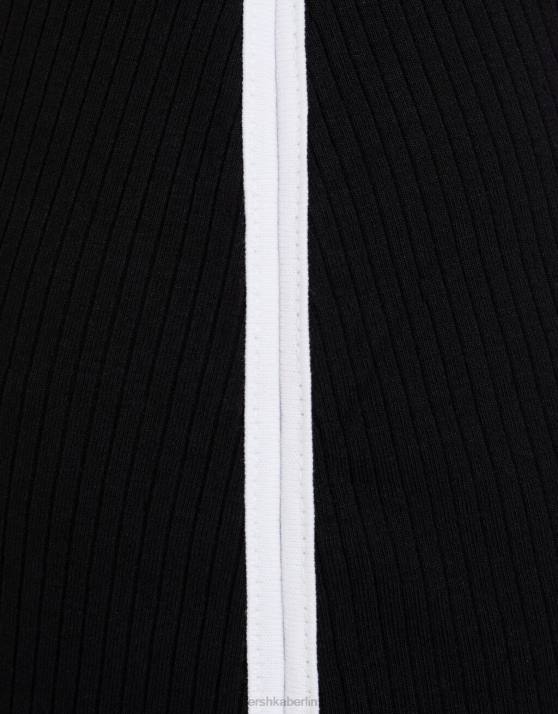 Schwarz Bershka Frauen Midikleid mit kontrastierenden Trägern H00J193
