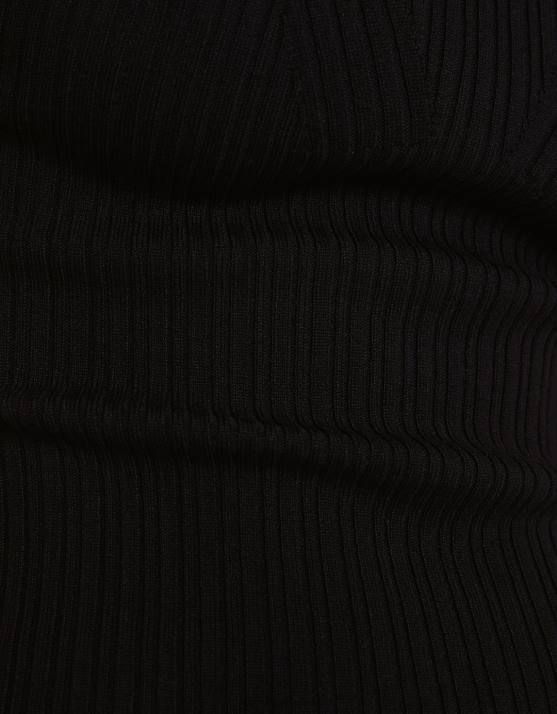 Schwarz Bershka Frauen Minikleid aus Rippstrick H00J243