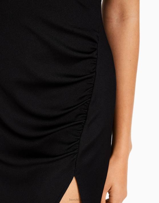 Schwarz Bershka Frauen Minikleid mit Spitzendetail H00J114