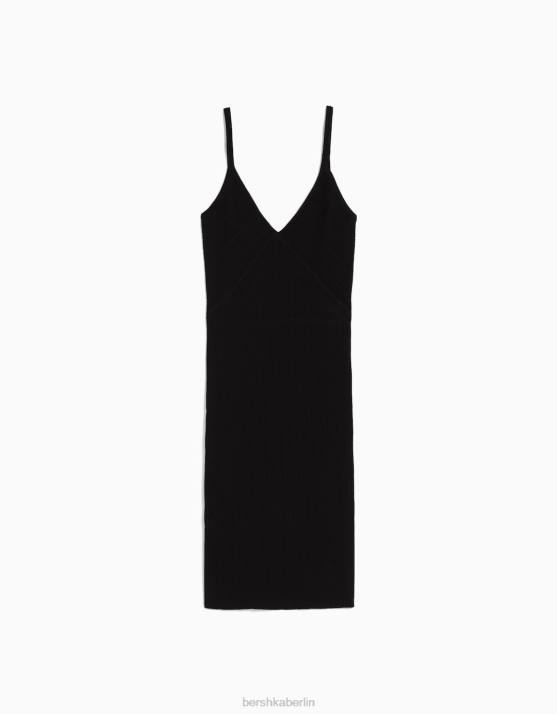 Schwarz Bershka Frauen Minikleid mit Trägern H00J4096