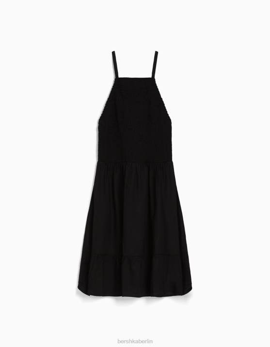 Schwarz Bershka Frauen Neckholder-Minikleid H00J268