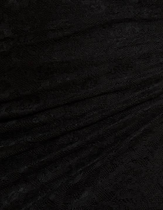 Schwarz Bershka Frauen Schulterfreies Minikleid mit Spitze H00J131