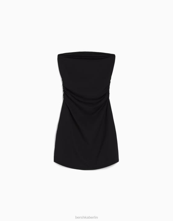 Schwarz Bershka Frauen schulterfreies Minikleid H00J50