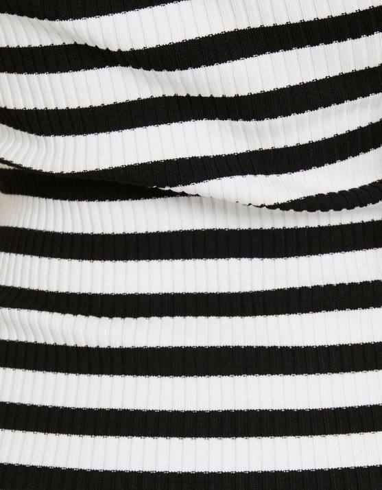 Weiss Bershka Frauen Gestreiftes Bandeau-Midikleid H00J43