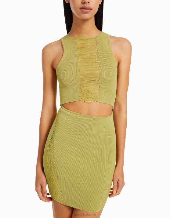 andere Bershka Frauen ärmelloses Minikleid aus Lochstrick H00J120