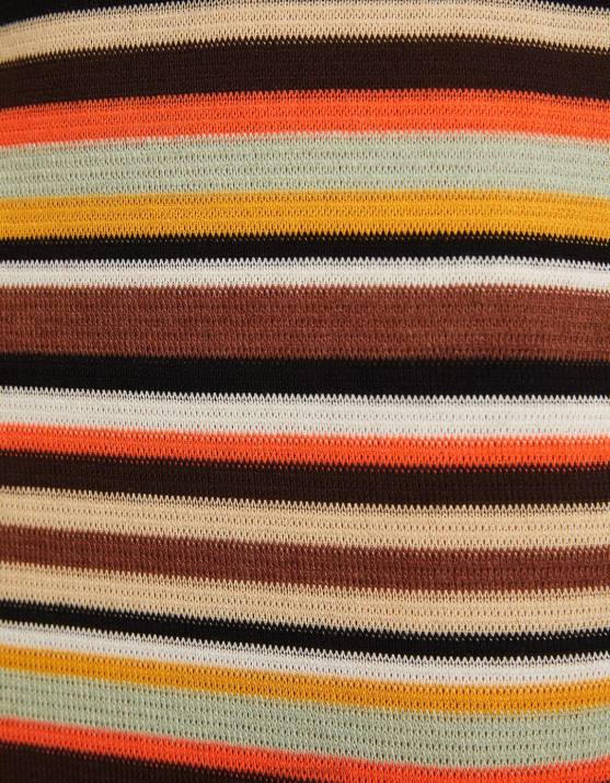 braun Bershka Frauen Gestreiftes Bandeau-Midikleid H00J183