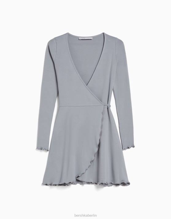 dunkelgrau Bershka Frauen langärmliges Minikleid H00J144