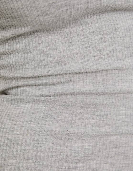 grau Bershka Frauen geripptes ärmelloses Midikleid H00J3