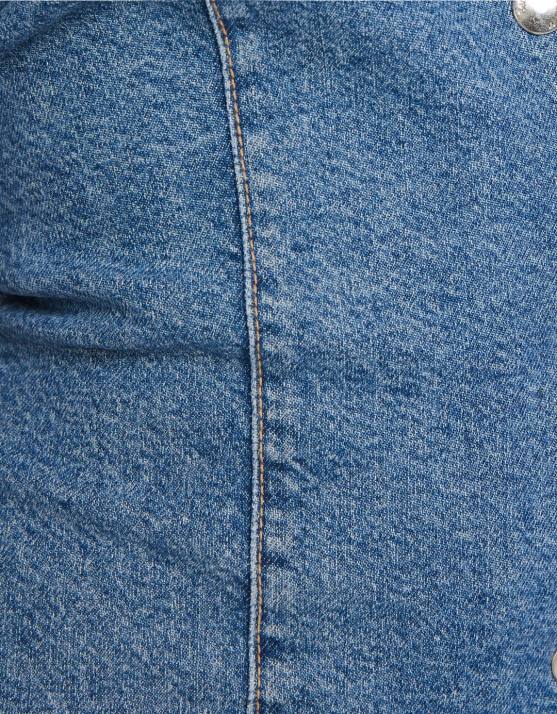 hellblau Bershka Frauen Jeans-Minikleid mit Knöpfen H00J188