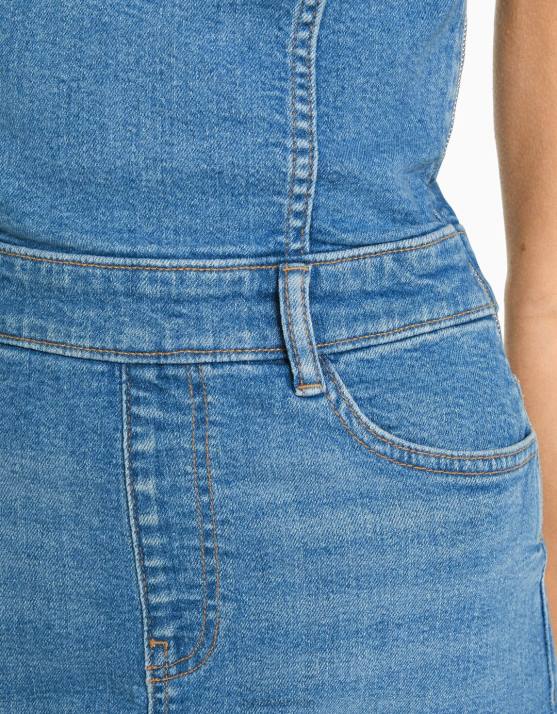 hellblau Bershka Frauen Langes Bandeau-Jeanskleid H00J16