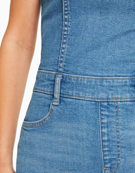 hellblau Bershka Frauen Langes Bandeau-Jeanskleid H00J1946