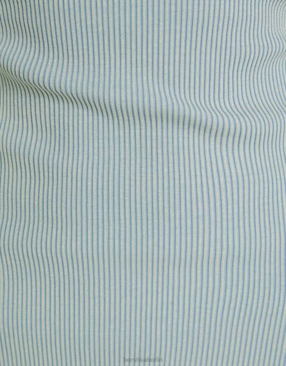 hellblau Bershka Frauen Langes Bandeau-Rippenkleid mit Wascheffekt H00J1828