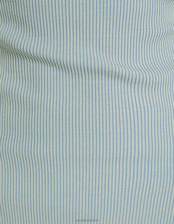 hellblau Bershka Frauen Langes Bandeau-Rippenkleid mit Wascheffekt H00J44