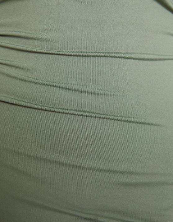 khaki Bershka Frauen langärmliges Minikleid H00J91