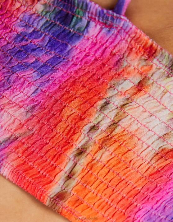 mehrfarbig Bershka Frauen Träger-Midikleid mit Ausschnitt H00J158