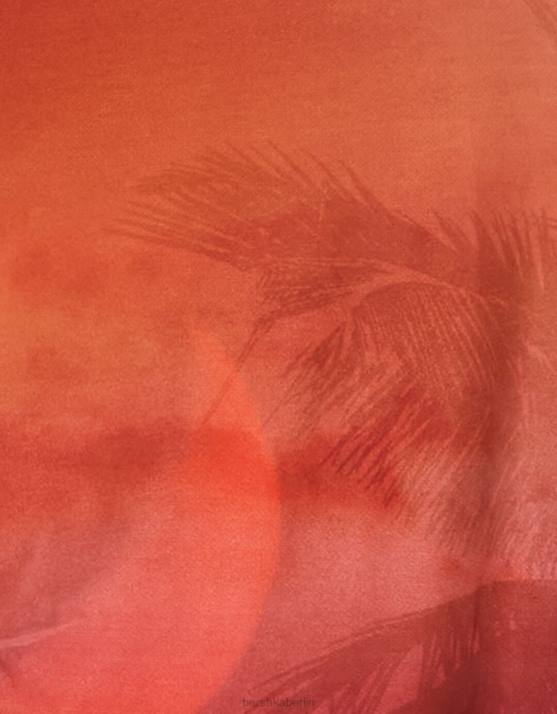 orange Bershka Frauen Ärmelloses Midikleid aus bedrucktem Tüll H00J86