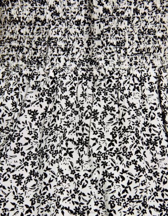 weiß schwarz Bershka Frauen Minikleid mit Neckholder-Print H00J269