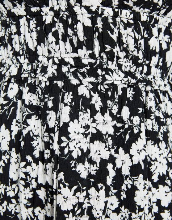 weiß schwarz Bershka Frauen Minikleid mit gerüschten Trägern H00J4089