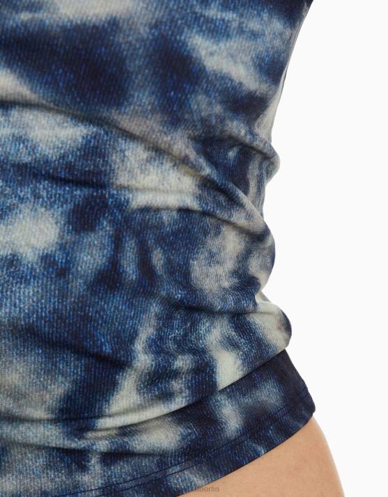 Blau Bershka Frauen Bandeau-Oberteil mit Batikeffekt H00J2026