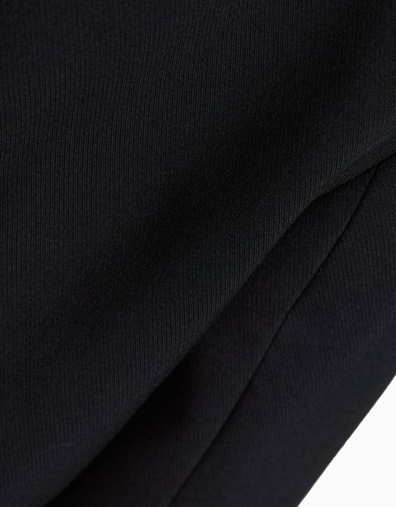 Schwarz Bershka Frauen Kurzer, maßgeschneiderter Twill-Blazer H00J2013