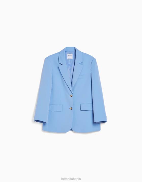 hellblau Bershka Frauen Locker geschnittener Blazer mit femininer Passform H00J2006