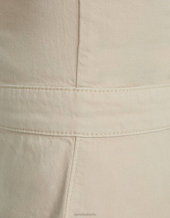 Creme Bershka Frauen Denim-Strampler H00J4078