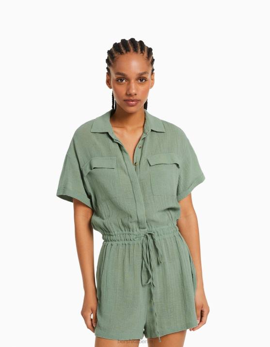 Grün Bershka Frauen Rustikaler Utility-Jumpsuit H00J107