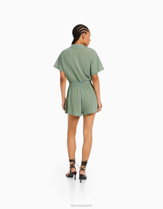 Grün Bershka Frauen Rustikaler Utility-Jumpsuit H00J107