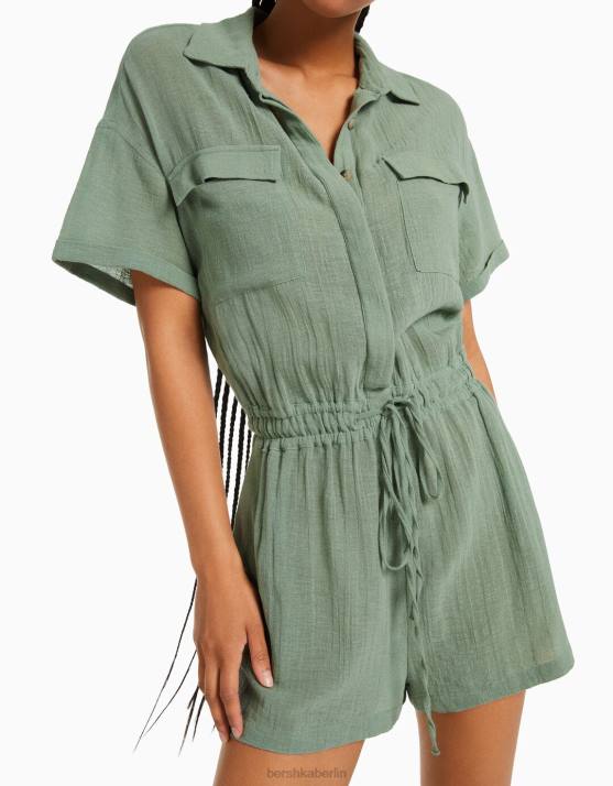 Grün Bershka Frauen Rustikaler Utility-Jumpsuit H00J107