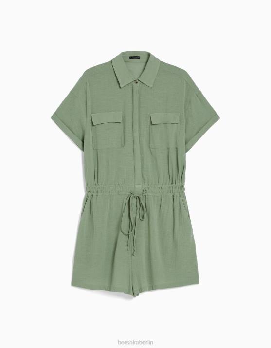 Grün Bershka Frauen Rustikaler Utility-Jumpsuit H00J4083
