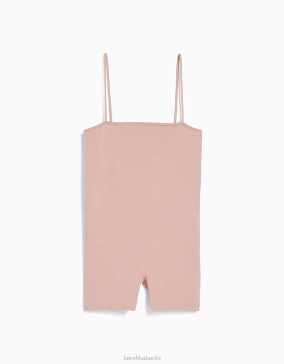 Rosa Bershka Frauen Nahtloser Radoverall mit quadratischem Ausschnitt H00J4086