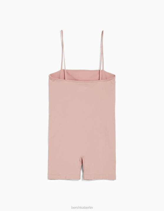 Rosa Bershka Frauen Nahtloser Radoverall mit quadratischem Ausschnitt H00J4086