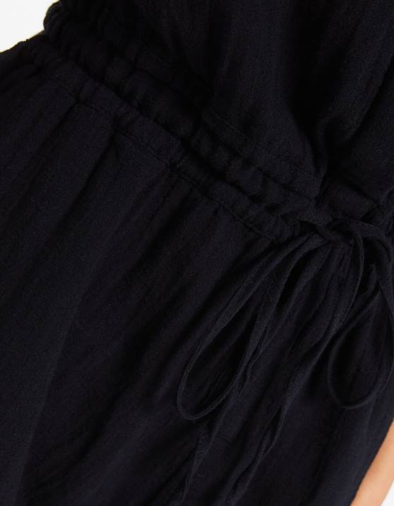 Schwarz Bershka Frauen Rustikaler Utility-Jumpsuit H00J106