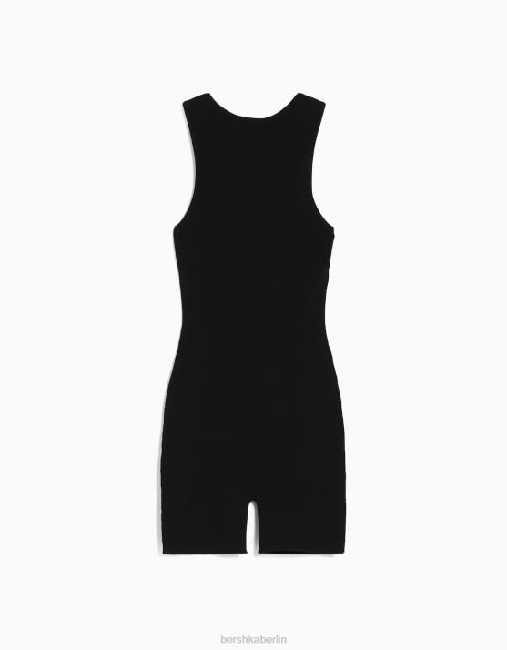 Schwarz Bershka Frauen Strappy-Overall aus Nylon H00J54