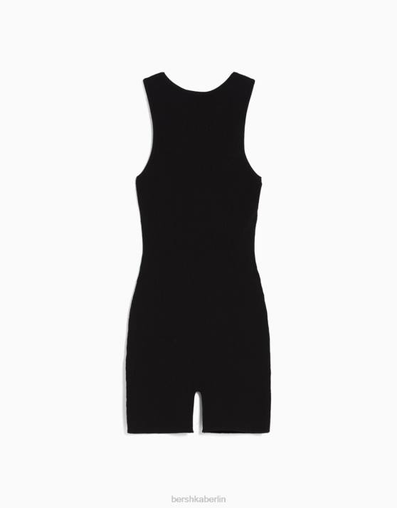Schwarz Bershka Frauen Strappy-Overall aus Nylon H00J55