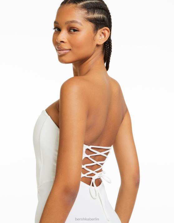 Weiss Bershka Frauen Korsett-Bandeau-Jumpsuit H00J216
