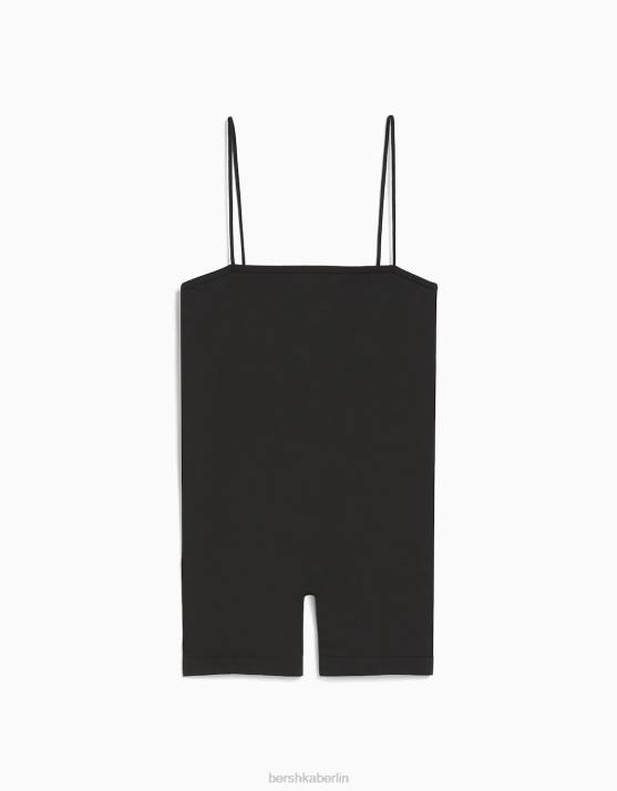 dunkelgrau Bershka Frauen Nahtloser Träger-Radoverall mit quadratischem Ausschnitt H00J4085