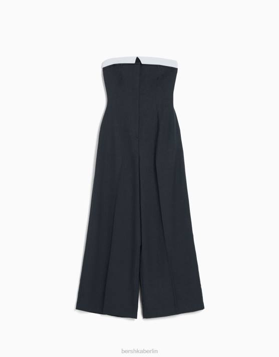 dunkelgrau Bershka Frauen Taillierter, schulterfreier Overall H00J25