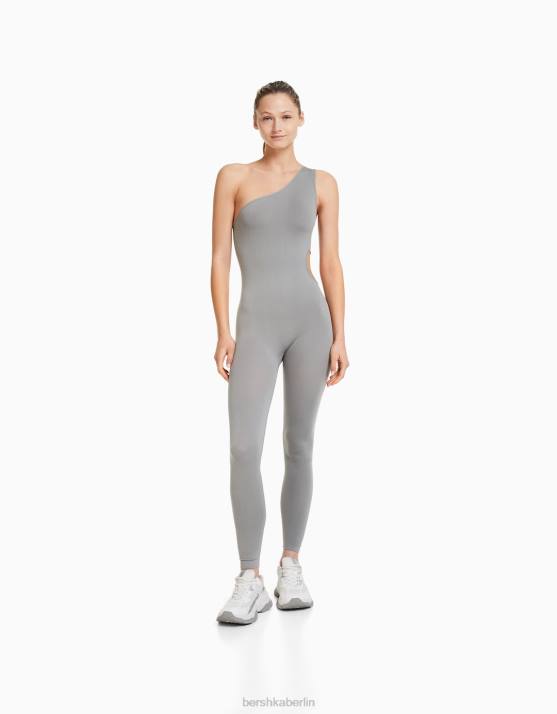 grau Bershka Frauen Nahtloser Jumpsuit mit Cut-Outs H00J99