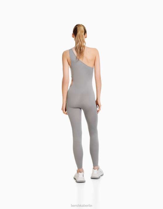 grau Bershka Frauen Nahtloser Jumpsuit mit Cut-Outs H00J99