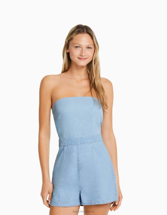 hellblau Bershka Frauen Denim-Strampler H00J123