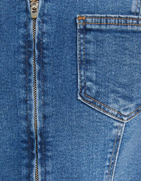 hellblau Bershka Frauen Denim-Strampler mit Reißverschluss H00J4080