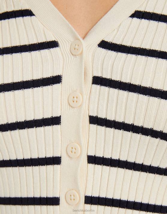 Creme Bershka Frauen Kurzärmliges Oberteil mit Polokragen H00J1063