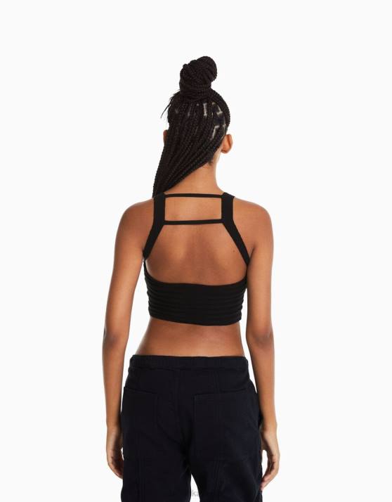 Schwarz Bershka Frauen Transparentes Strickoberteil H00J964