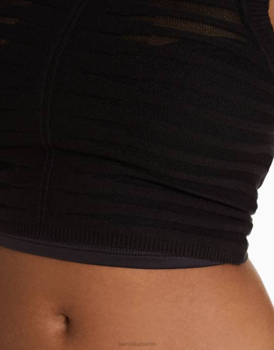 Schwarz Bershka Frauen Transparentes Strickoberteil H00J964