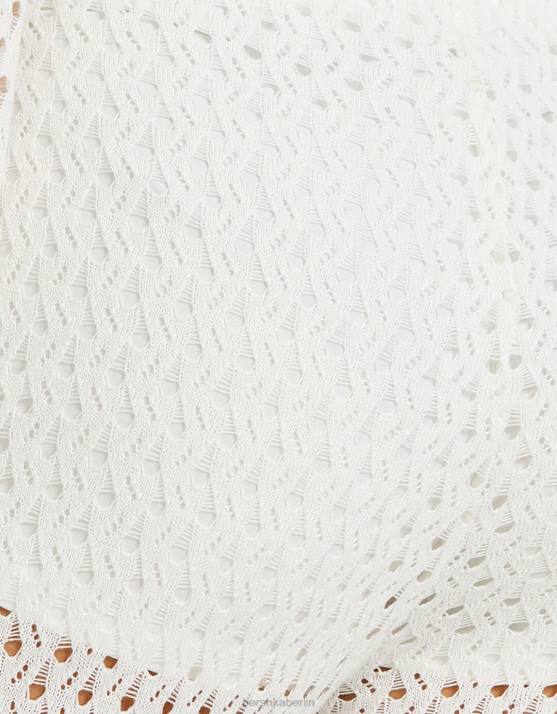 Weiss Bershka Frauen ausgestellte Häkelhose H00J973