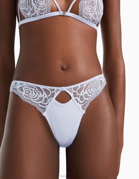 Blau Bershka Frauen Brasilianischer Slip mit Cut-out-Detail H00J1758