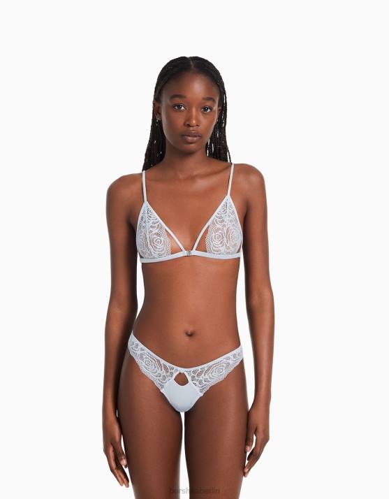 Blau Bershka Frauen Dreieckiger BH mit gerafften Trägern H00J1755