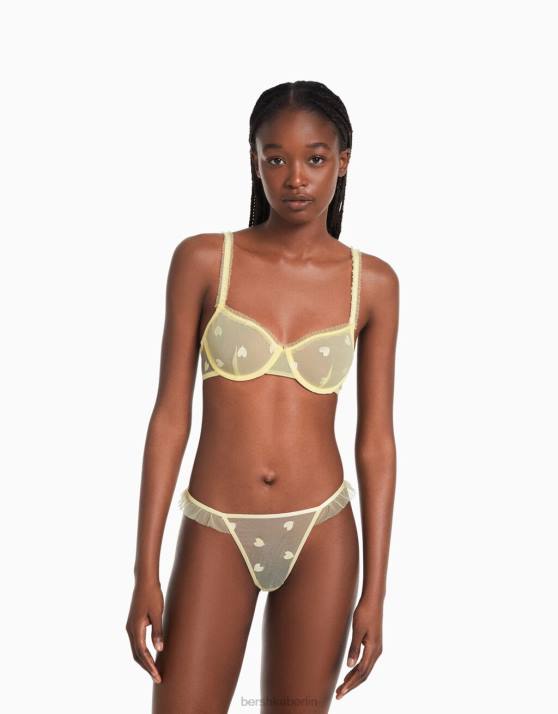Gelb Bershka Frauen Rüschen-BH mit Bügel H00J1753